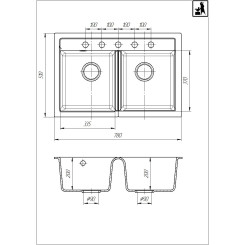 Кухонная мойка ROMZHA Valuri 78-2D Grafit (201)
