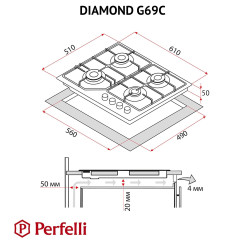 Варочная поверхность PERFELLI DIAMOND G69C BIANCO - 12 фото