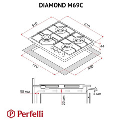 Варочная поверхность PERFELLI DIAMOND M69C NERO - 10 фото