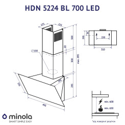 Вытяжка MINOLA HDN 5224 BL 700 LED - 11 фото