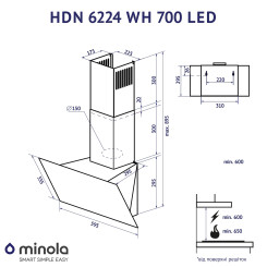 Витяжка MINOLA HDN 6224 WH 700 LED - 6 фото