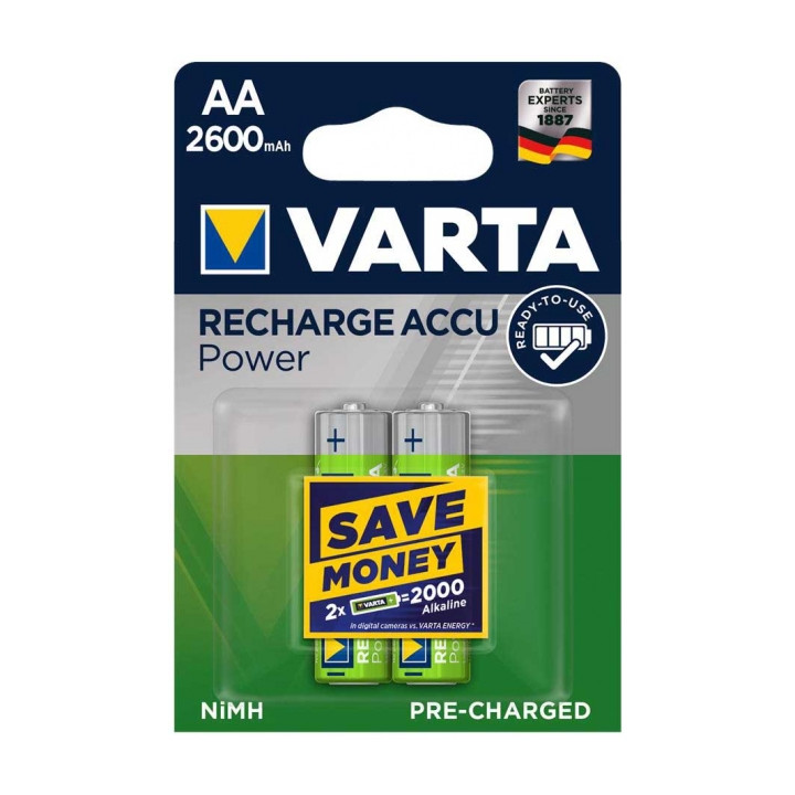 Аккумулятор VARTA RECHARGEABLE ACCU AA 2600mAh BLI 2 NI-MH (READY 2 USE) - 1 фото