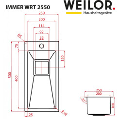 Кухонная мойка WEILOR IMMER WRT 2550 - 5 фото