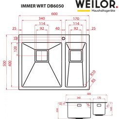 Кухонная мойка WEILOR IMMER WRT DB6050 - 5 фото