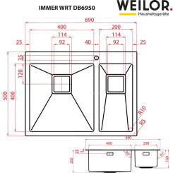 Кухонная мойка WEILOR IMMER WRT DB6950 - 5 фото