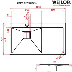 Кухонная мойка WEILOR IMMER WRT SD10050 - 5 фото