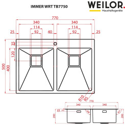 Кухонная мойка WEILOR IMMER WRT TB7750 - 5 фото