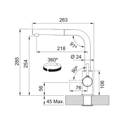 Кухонный смеситель FRANKE Lina L Shape Pull Out Черный матовый (115.0712.435) - 6 фото