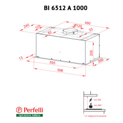 Витяжка PERFELLI BI 6512 A 1000 BL LED - 2 фото