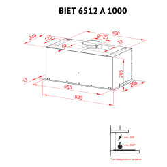 Витяжка PERFELLI BIET 6512 A 1000 W LED - 2 фото