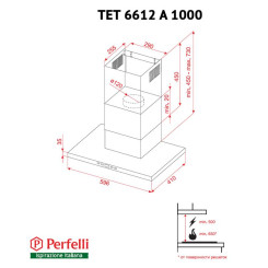 Витяжка PERFELLI TET 6612 A 1000 I LED - 2 фото